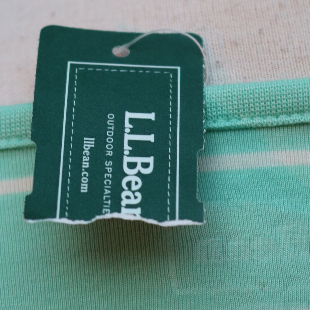 LL Bean Petite Mint w White Stripe Supima Modal Boatneck Long Sleeve Tee Sz LP - Picture 6 of 10